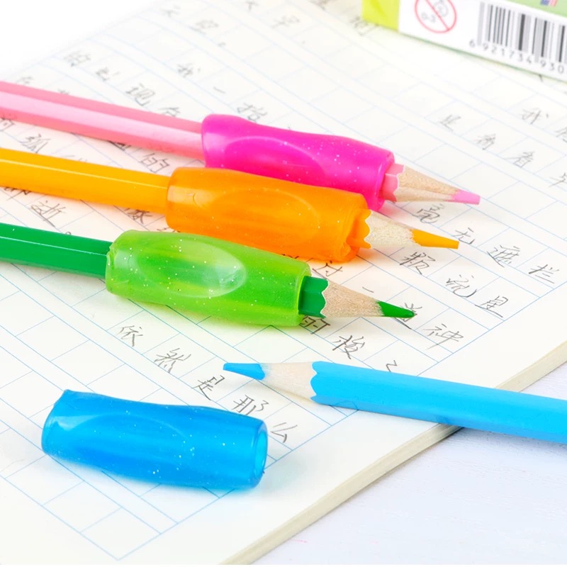 Able Positive Posture Grip Holder 4 Sleeves Soft Silicone Gel Pencil Sleeve Students Write pen posture Pencil sleeve