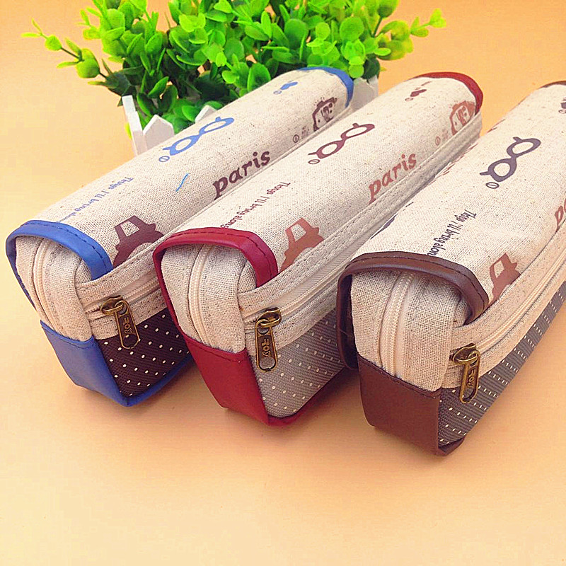 Student Stationery Ingléal Wind Cloth Art Pen Bag Large Capacity Pen Bag New Edition Creative Canvas Bag Pencil Pencil Case