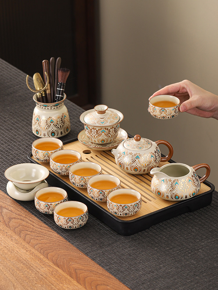 汝窑2026新款功夫茶具套装家用轻奢高档泡茶壶茶杯干泡盘喝茶整套