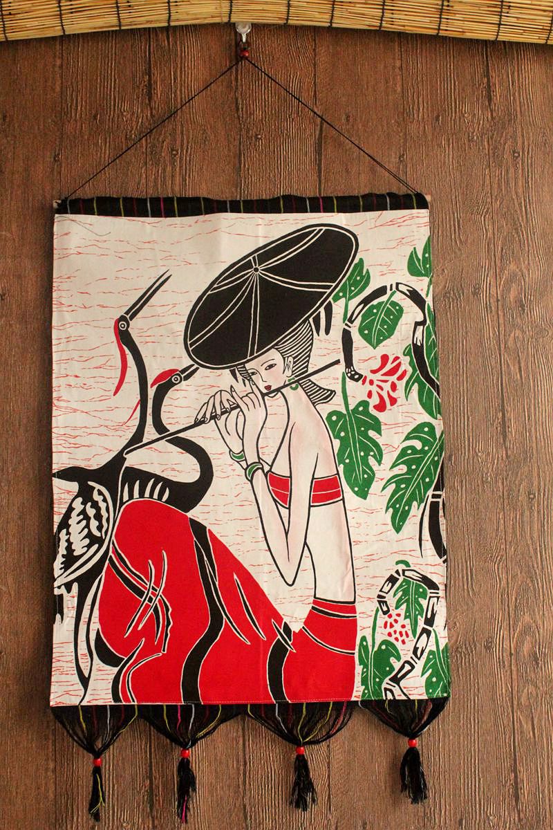 Guizhou Miao Batik painting National style Bar inn rice noodle shop Decorative painting Decorative cloth Mural hanging painting