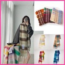 2022 new rainbow Plaid stripe cashmere Winter Scarf Shawl