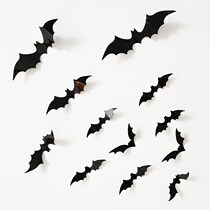 12pcs Halloween Black Bat 3D sticker background wall sticker
