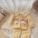 Коралловый бархатный комплект для девочек, пижама, в западном стиле