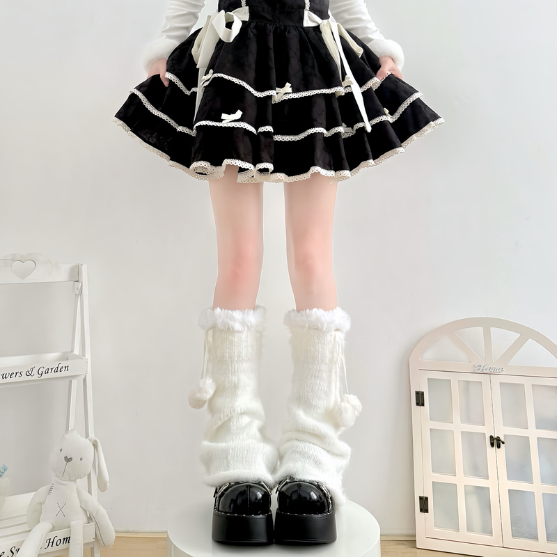 Autumn and Winter Warm Mink Fur Flared Wide-Leg Leg Warmers Layered with Pom-Poms, Thickened Feather Yarn Plush Y2K Hot Girl Leg Warmers Autumn and Winter Warm Mink Fur Flared Wide-Leg Leg Warmers Layered with Pom-Poms, Thickened Feather Yarn Plush Y2K Hot Girl Leg Warmers
