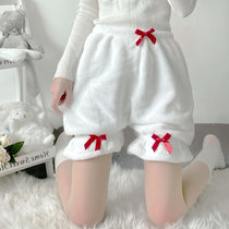 Autumn and winter safety pants leggings coral velvet warm thickened Lolita girl pumpkin pants cute plush shorts jk