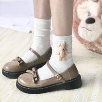 Japanese soft girl socks super cute rabbit bear brooch cute versatile solid color jk socks medium socks Korean version of pile socks