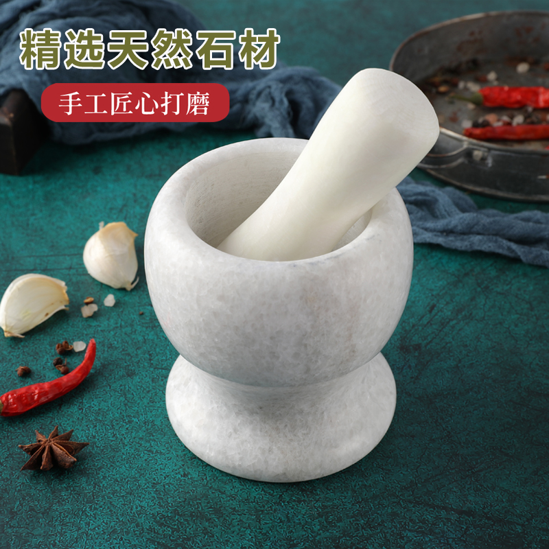 Natural green stone pressed garlic press Jade Mortar Household mashing jar Grinding Machine Garlic's Garlic Bowl manually pressed garlic Garlic Mortar