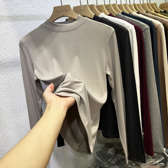 Long-sleeved thin small stand collar half high collar modal cotton