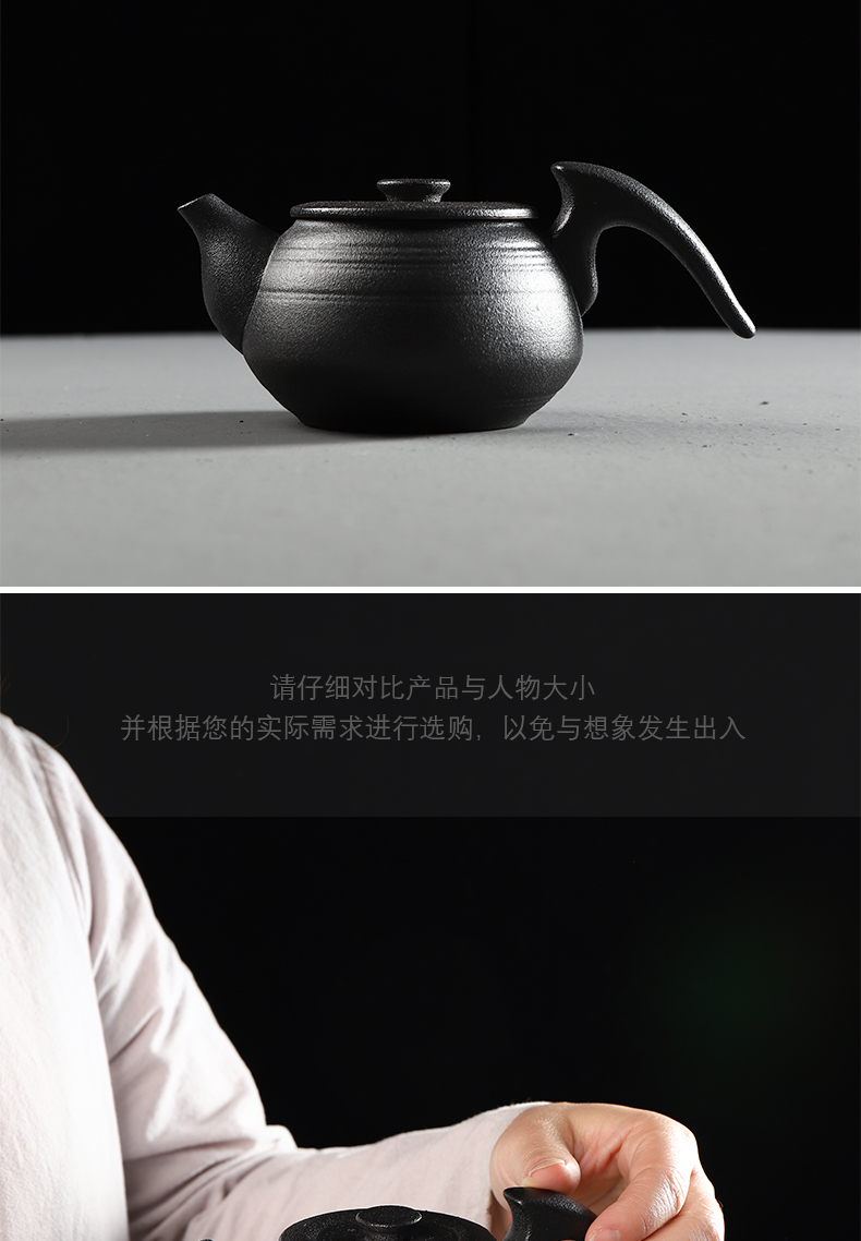 Have the ancient black pottery tea service office suit household contracted sitting room lid bowl of tea cups ceramic kung fu tea set