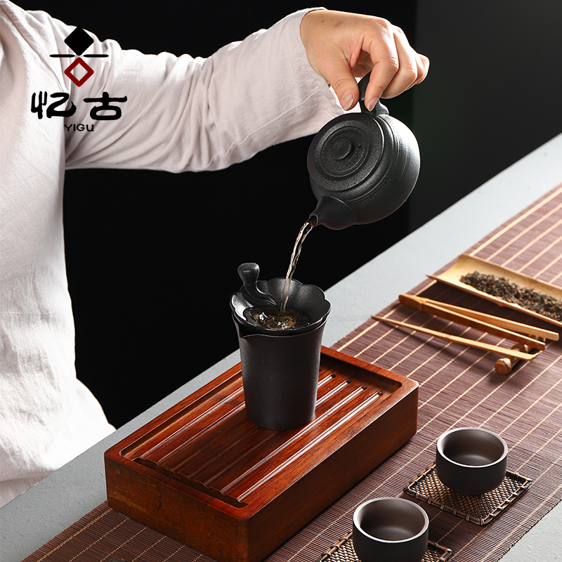 Have the ancient black pottery) ceramic tea set home office filter tea filter good tea accessories