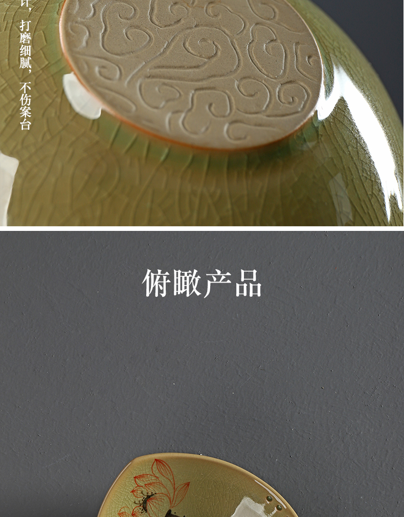 Have ancient compote kung fu tea set ceramic sitting room office creative receive dish hand - made the up furnishing articles tea tea table