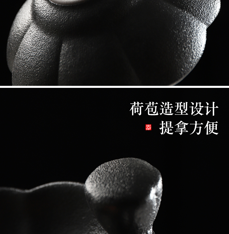 Have the ancient black pottery) ceramic tea set home office filter tea filter good tea accessories