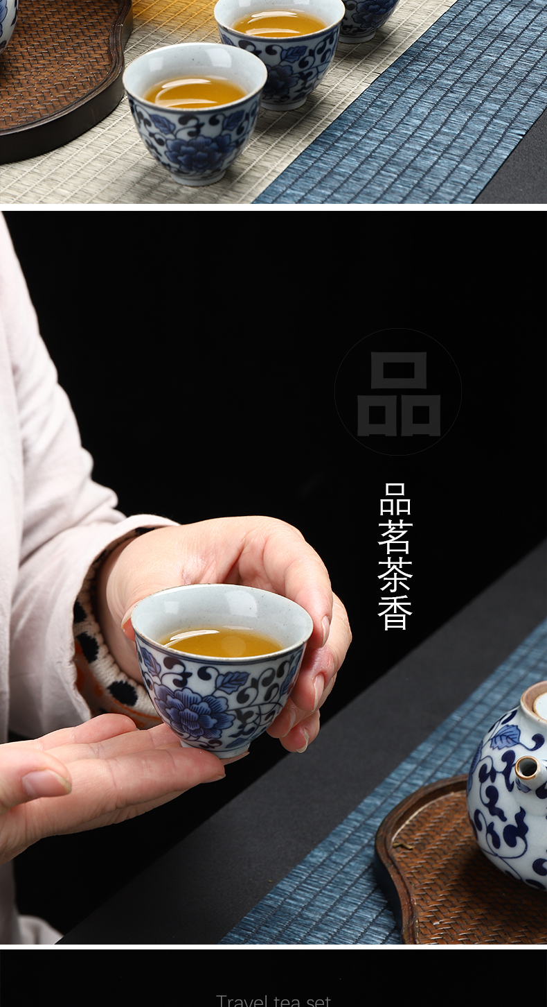 Have a pot of ancient crack cup travel three cups of tea sets car is suing portable bag with ceramic teapot