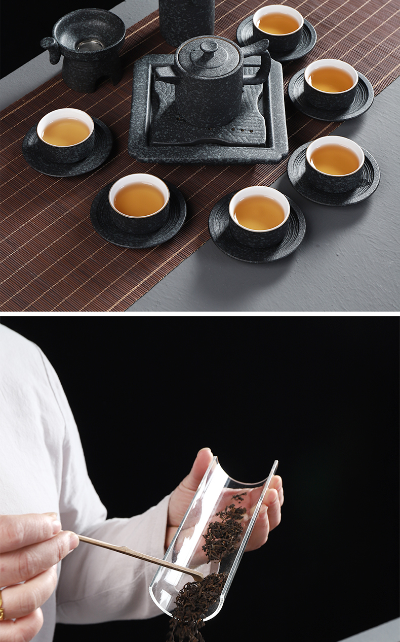 Restoring ancient ways have ancient kung fu tea set coarse pottery creative office household ceramics dry tea tray was pot teapot teacup