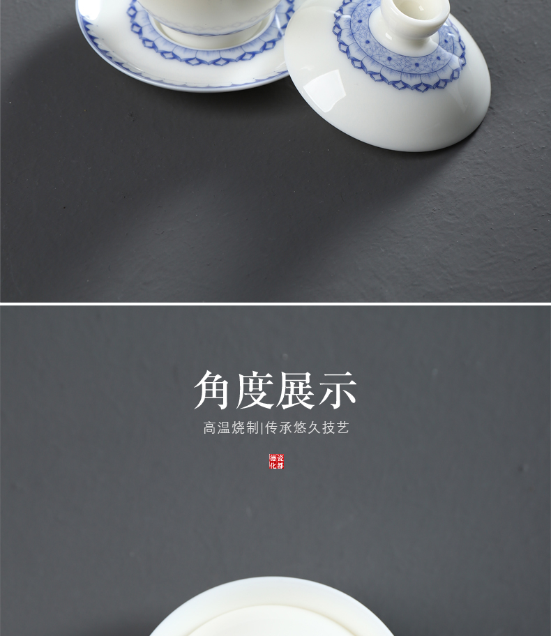 Have the ancient white porcelain only three tureen kung fu tea tea tea tureen ceramic bowl to bowl cup tea tureen