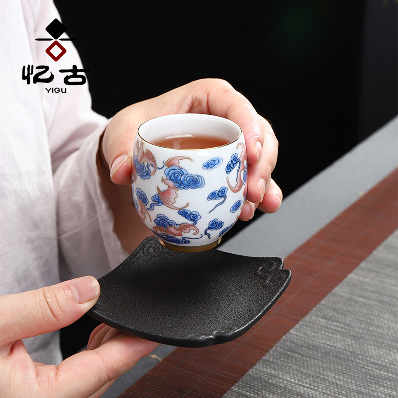 Have ancient coasters tea ceramic coarse pottery cup heat insulation cup mat household contracted kung fu tea tea accessories