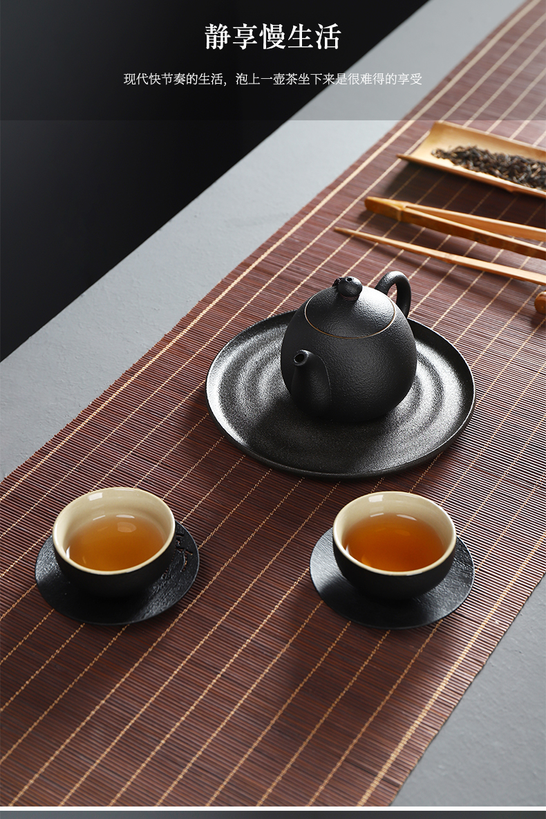 Have the ancient ceramic pallet dry terms ceramic tea set kung fu tea accessories hand - made the up black pottery small tea tray compote