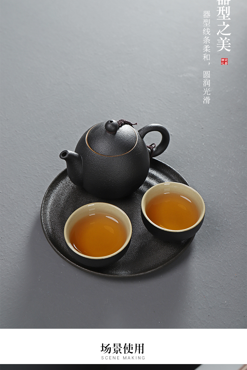 Have the ancient ceramic pallet dry terms ceramic tea set kung fu tea accessories hand - made the up black pottery small tea tray compote