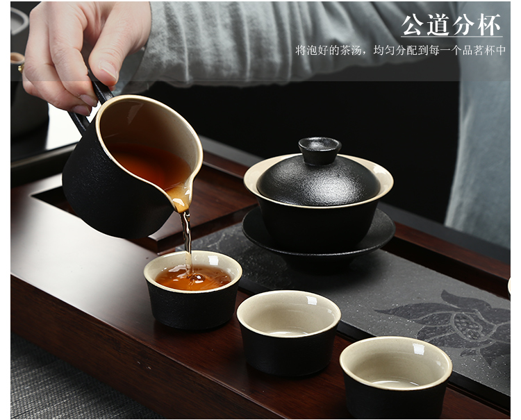 Have the ebony wood tea set home tea tray ceramic teapot teacup kung fu tea set office of a complete set of tea sets