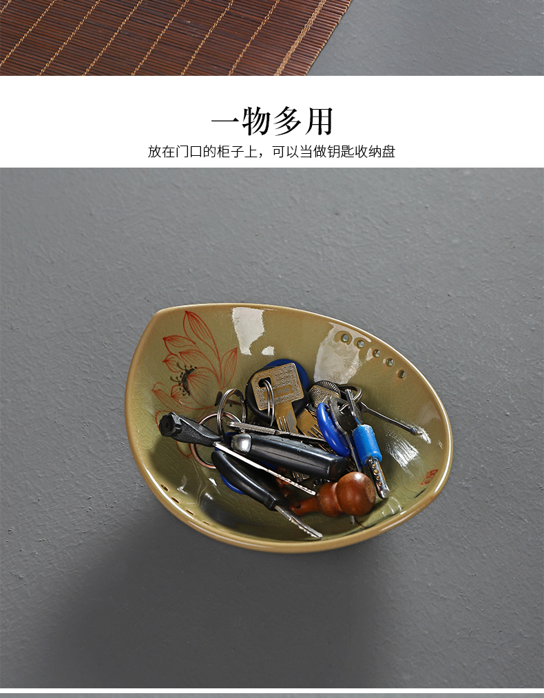 Have ancient compote kung fu tea set ceramic sitting room office creative receive dish hand - made the up furnishing articles tea tea table