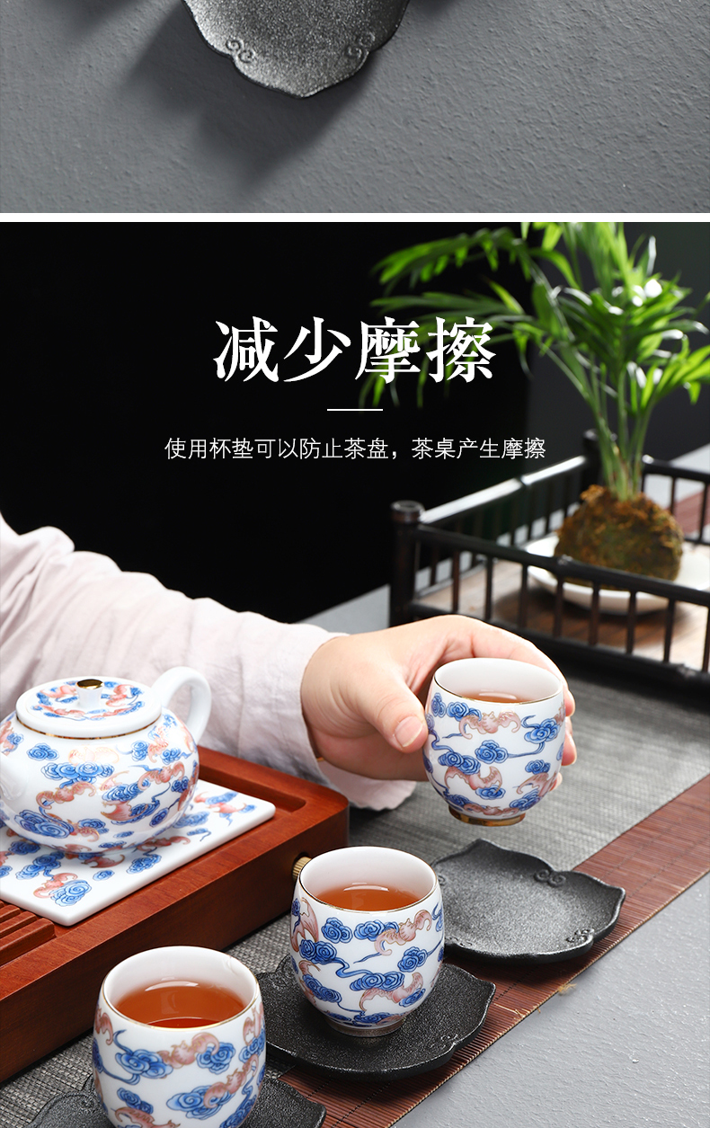 Have ancient coasters tea ceramic coarse pottery cup heat insulation cup mat household contracted kung fu tea tea accessories