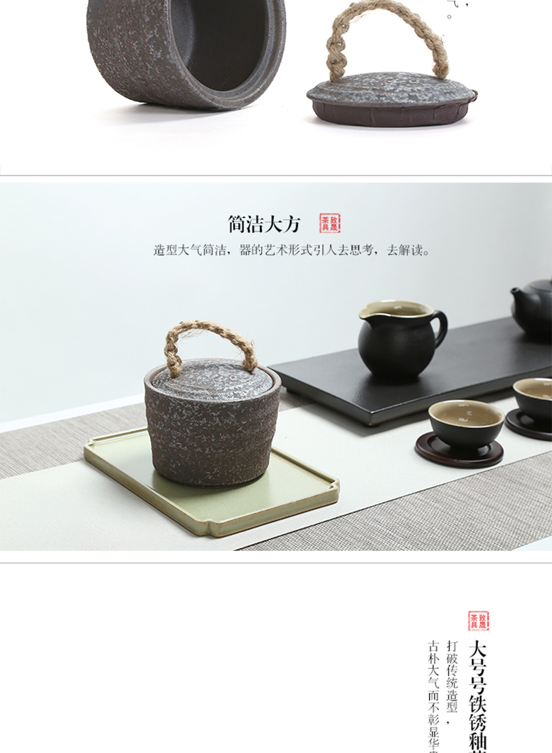 Have ancient rust glaze Japanese tea caddy fixings ceramic seal pot black tea pu - erh tea bulk storage tanks