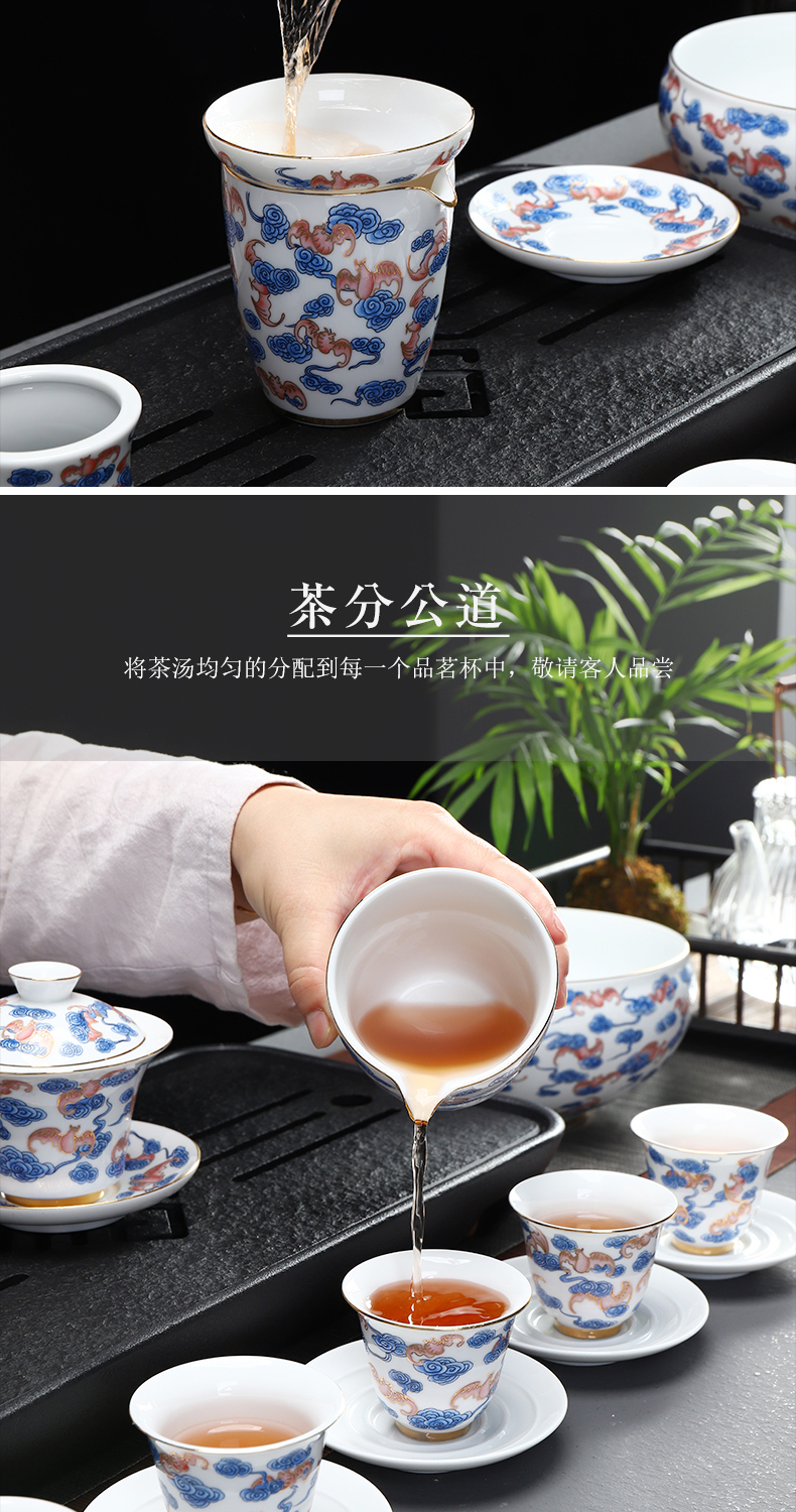 Have the colored enamel kung fu tea sets suit ceramic home office cup lid bowl of a complete set of gift boxes