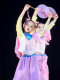 Cute Fan Performance Costume for Children, Girls' Classical Dance Costume, Peach Blossom Fan, Skillful Performance Outfit