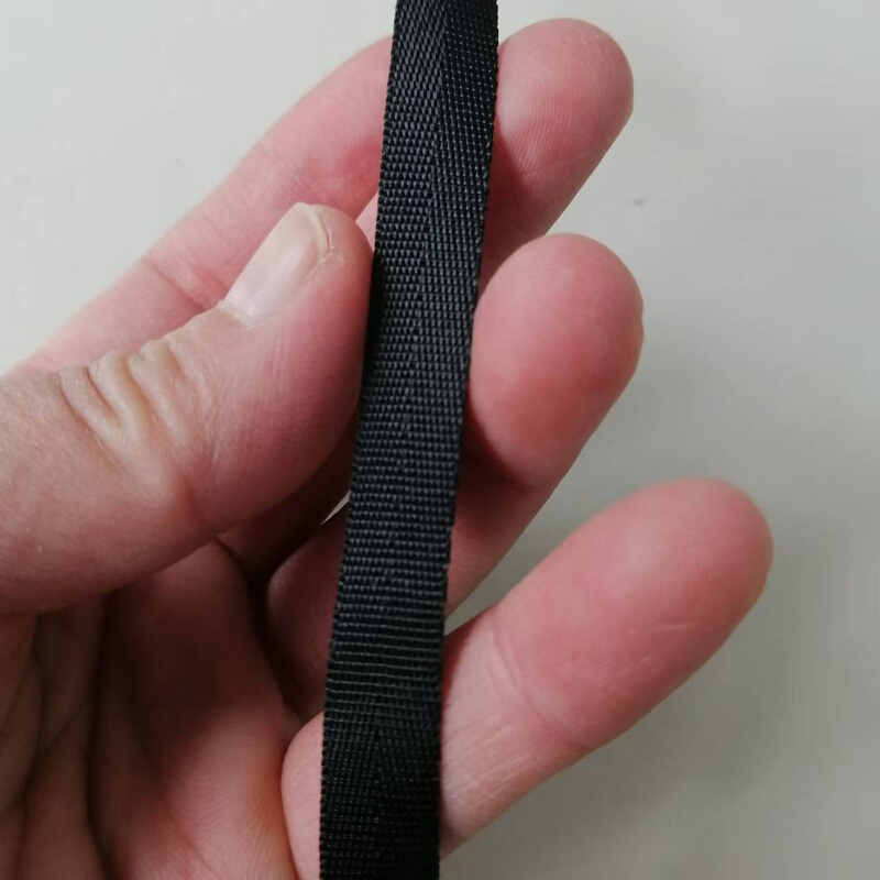 0.5-1.0cm Wide Black Imitation Nylon Webbing Herringbone Pattern Edging Tape Clothing Accessories Webbing for Bags 45m /Roll
