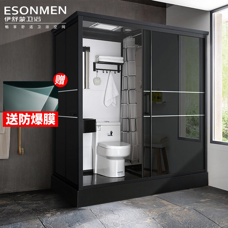 Shower room Integral powder room Explosion-proof glass toilet square integrated bathroom Rural bath room Squat toilet integrated