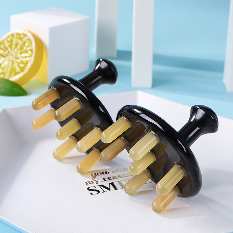 Black Buffalo Horn Wash Hair Massage Comb Black Buffalo Hand Rocket Hand Hand Full Body Scale