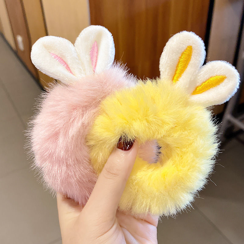 Fall/winter girl heart cute hair ring plush rabbit ears hair ring girlfriends headdress ponytail hair rope rubber band hair accessories