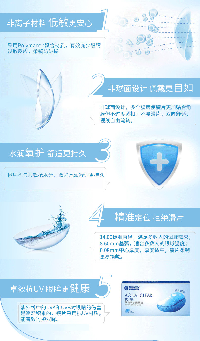 海昌 优氧 半年抛隐形眼镜 2片装 图3