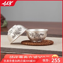 Bamboo newspaper Ping An Yunnan pure handmade silver cup 999 silver cup silver cup cup small Master Cup Silver Cup