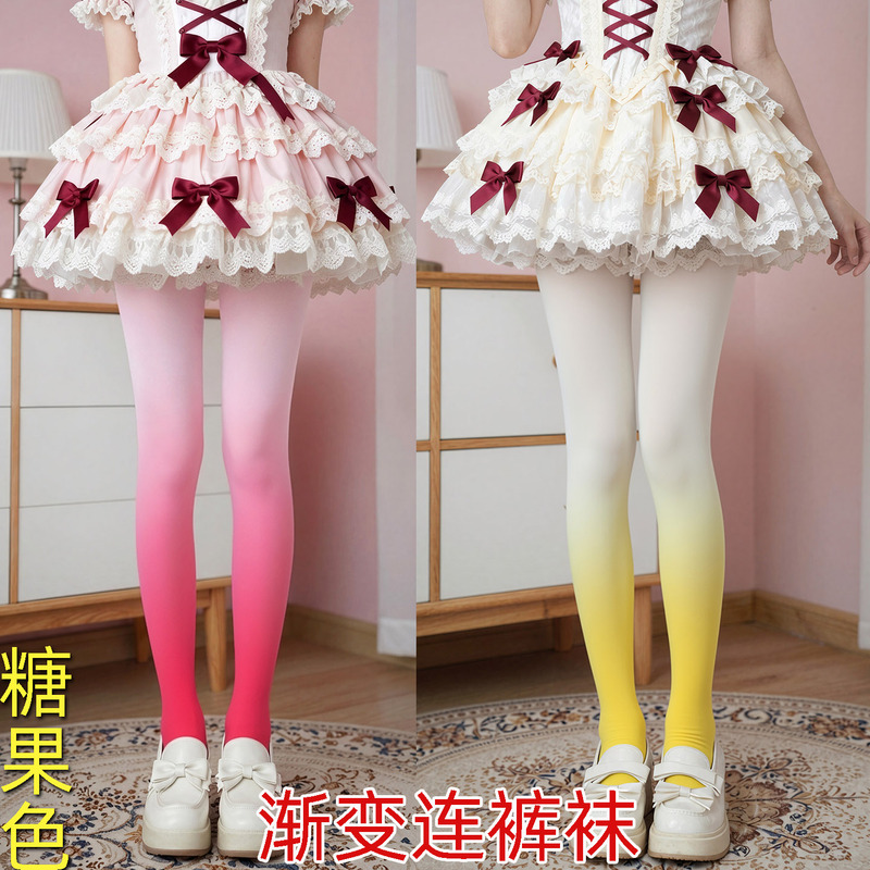 Sweet Girl Socks Candy Color Gradient Spring and Autumn Fashion Pantyhose Leggings Stockings Colorful Socks Cos Women's Socks