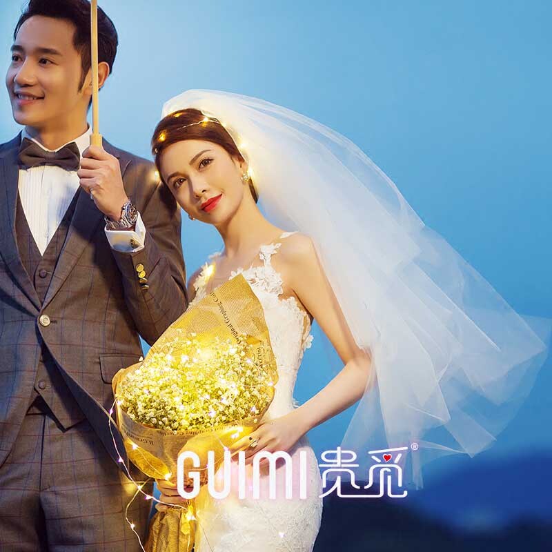 Bride Short-style fluffy head yarn female double layer Hard yarn Mori series New Korean-style photo-prop ultra-fairy-yarn wedding dresses headwear