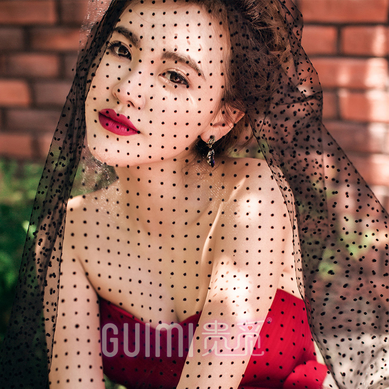 Black wave nodding yarn female photo props Bridal veil super Fairy new Korean forest wedding veil headdress