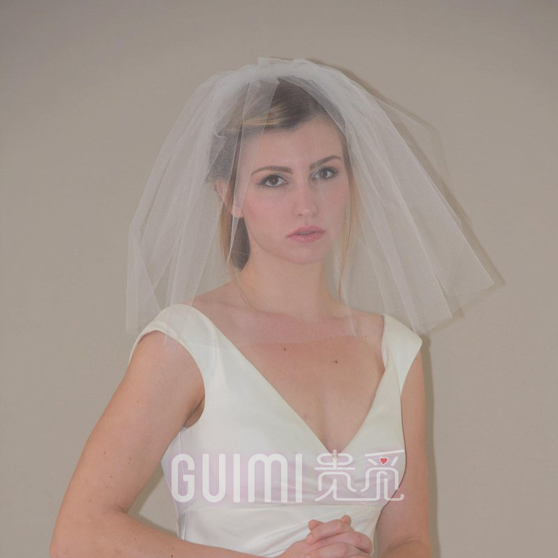 Short bridal head yarn woman super fairy minimalist with comb bilayer net red photo props Moritie wedding dresses head yarn headwear