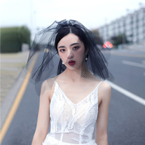 Halloween black gauze GTH style short puffy gauze multi-layer photo props Super fairy bride wedding headwear