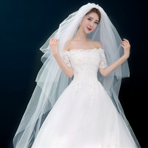 Head yarn bridal main wedding dress long double-layer headwear simple plain yarn photo shoot Mori Super fairy hard tailed gauze