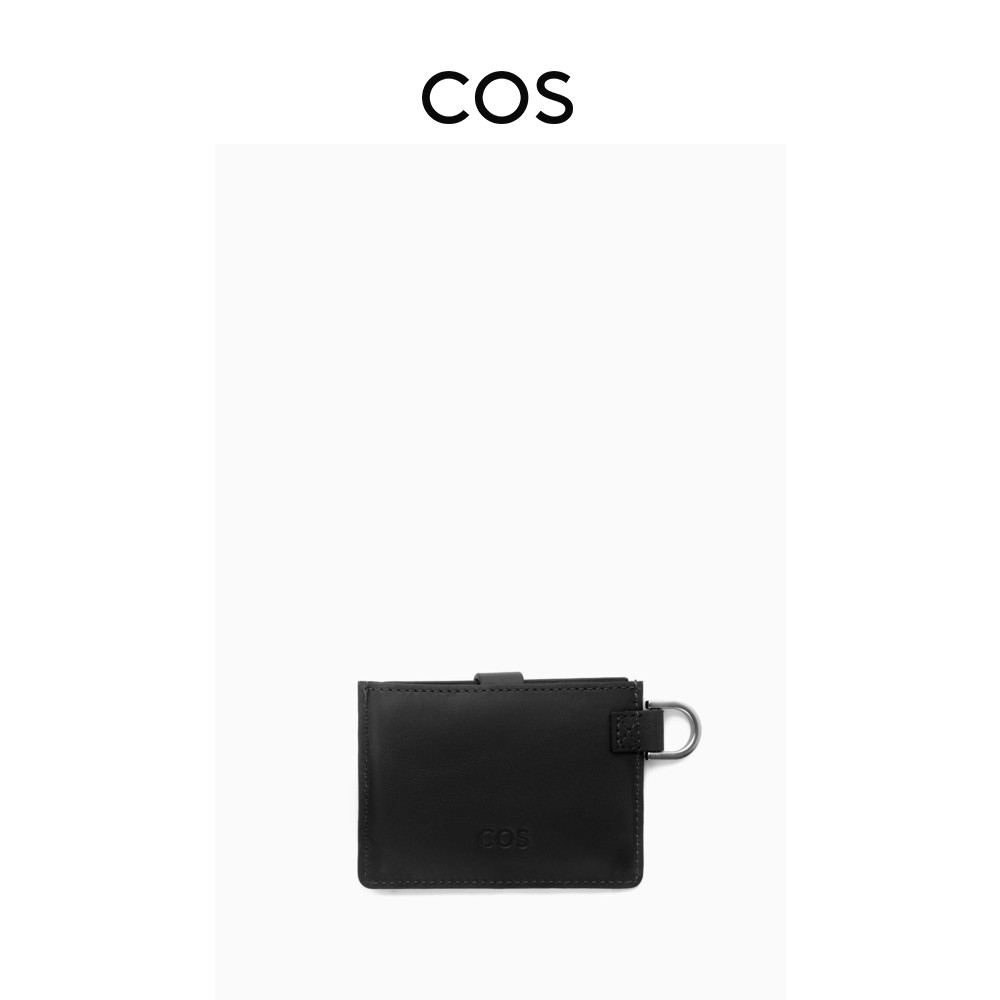 COS neutral male and female co-pendants type press buckle leather card holder black 2023 winter new product 1202462001 -Taobao