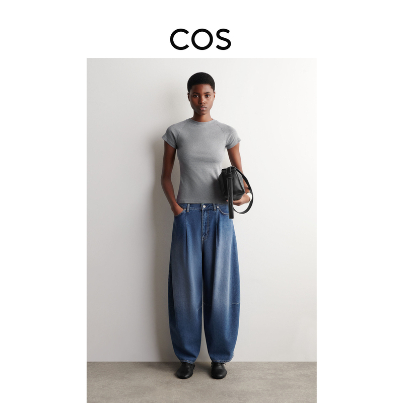 Cos Women's Casual Mid-Waist Barrel-Shaped Jeans Blue 2026 Spring New Product 1298857005