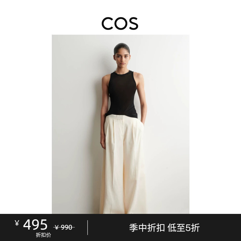 Cos Women's Casual Modal Blend Pleated Wide-Leg Pants 2026 Summer New Arrival 1329733002
