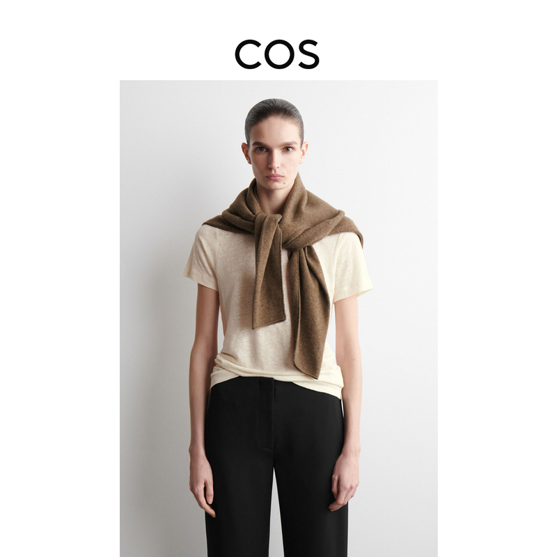 Cos Women's Standard Fit Linen Round Neck T-Shirt Off-White 2026 Spring New Product 1326337002 Cos Women's Standard Fit Linen Round Neck T-Shirt Off-White 2026 Spring New Product 1326337002
