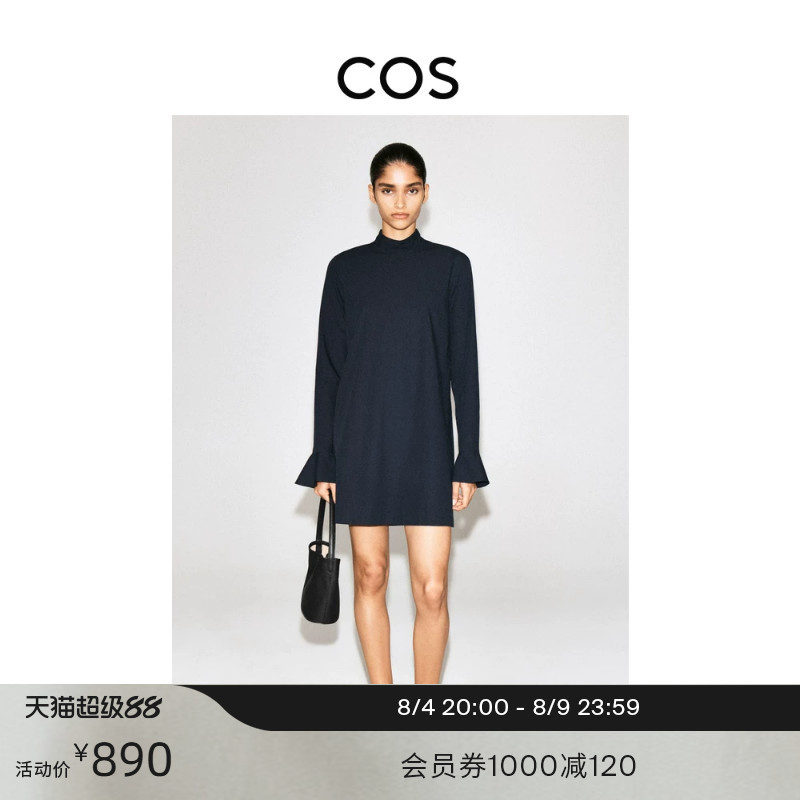 Cos Women's Standard Fit Half-Turtleneck Flared Sleeve Mini Dress 2026 Autumn New Arrival 1340686001 Cos Women's Standard Fit Half-Turtleneck Flared Sleeve Mini Dress 2026 Autumn New Arrival 1340686001