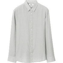 COS Mens Casual Fit Pointed Collar Striped Linen Shirt Gray 2024 Summer New Arrival 1171335005