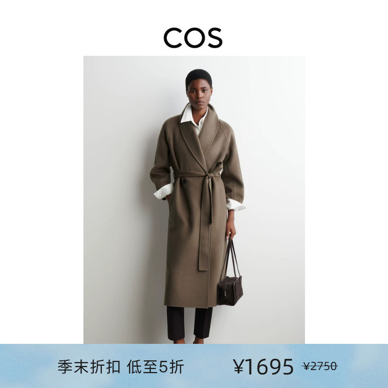 Cos Women's Casual Double-Sided Wool Blend Belted Coat New Product 1288165002 Cos Women's Casual Double-Sided Wool Blend Belted Coat New Product 1288165002