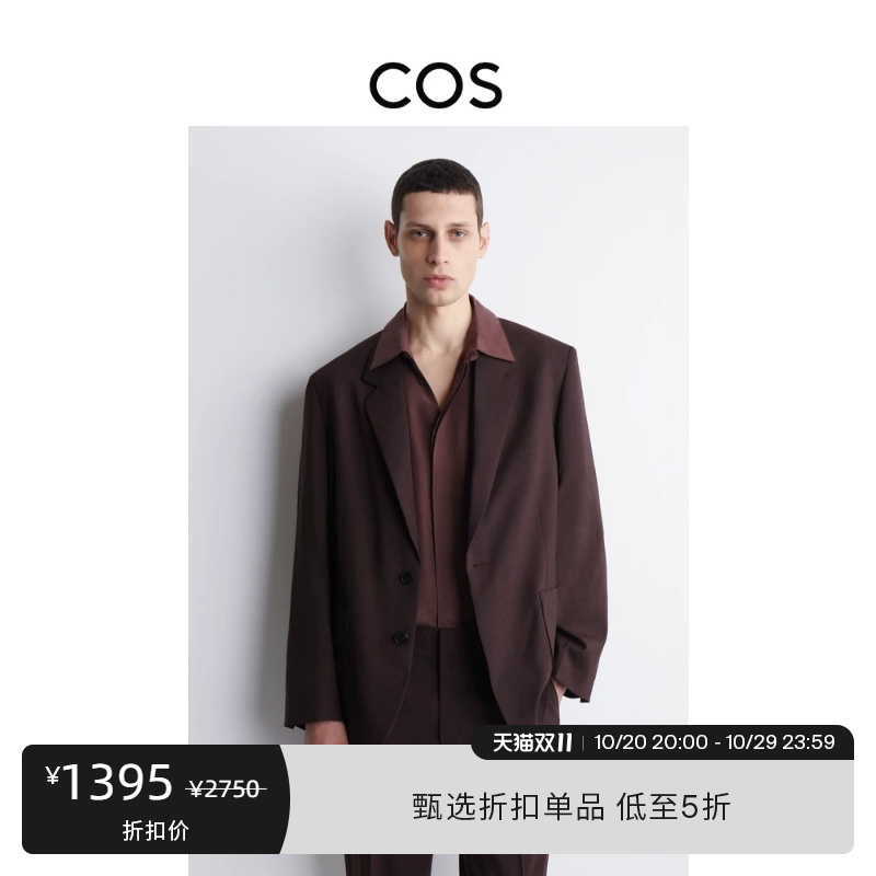 Cos Men's Standard Fit Wool Blazer Dark Burgundy 2026 New Product 1324234001