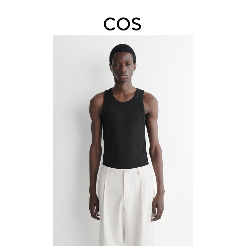 Cos Men's Slim Fit Scoop Neck Ribbed Tank Top Black 1150895002