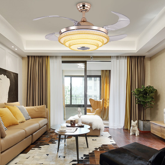 Invisible fan light 2022 new style electric fan light restaurant fan bedroom music ceiling fan light home integrated chandelier